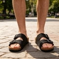 thumbnail image 6 of BERANMEY Unisex Sandals for Women & Men Summer Beach Cork Footbed Slide Sandals with Adjustable Buckle Slip-On Arch Support Shoes for Vacation/Resort/Indoor Outdoor Slippers, 6 of 8