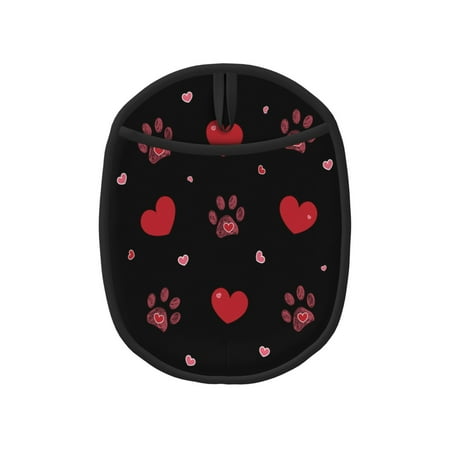 

1 Pc Silicone Pot Mat Mitten Heat-Resistant Quilted Liner Oven Hot Pads With Pockets For Women Men Kitchen Cooking Bbq Baking Red Doodle Paw Print Hearts Happy