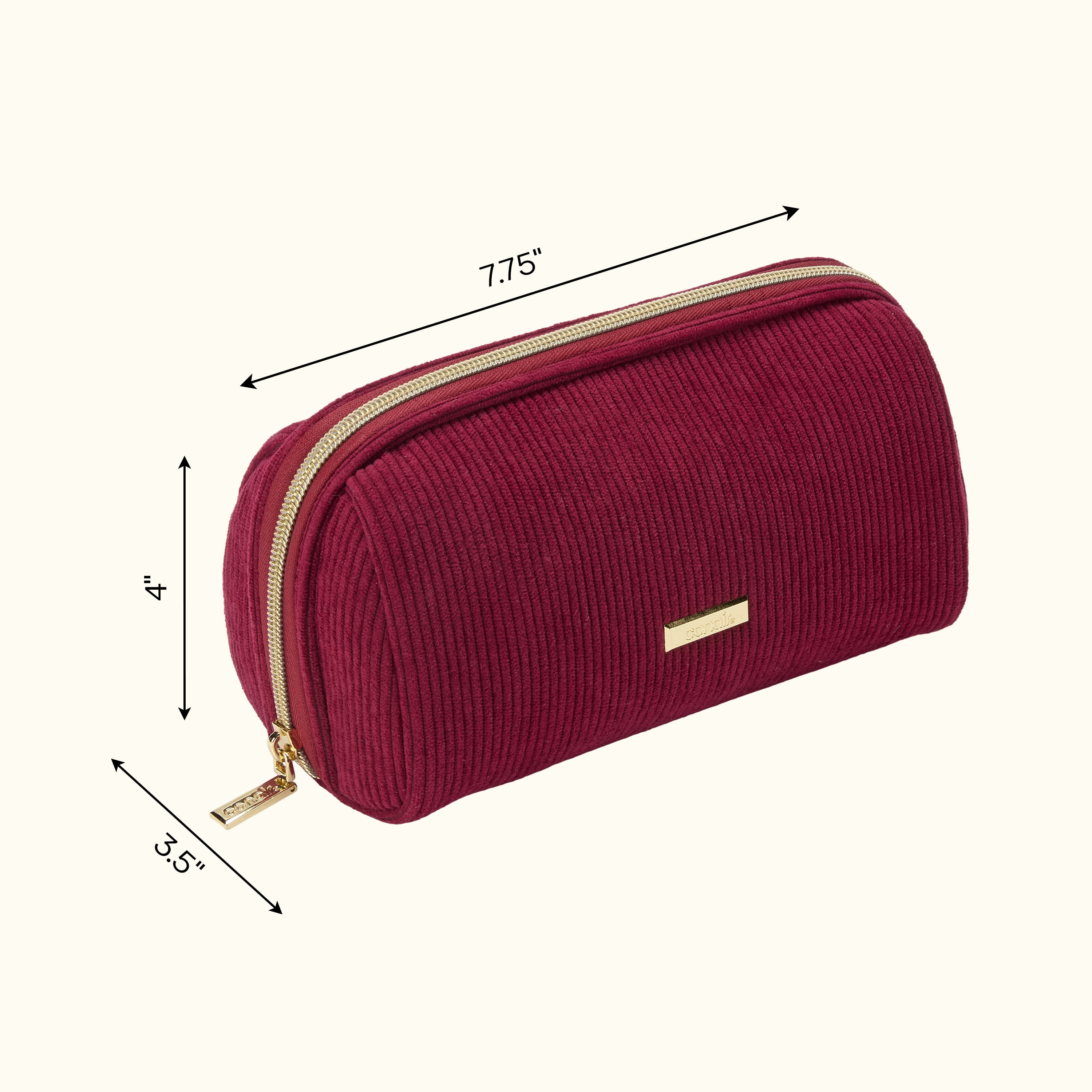 Conair Burgundy Cord Pencil Case, Compact Beauty Organizer with Metal Hardware, 1 Count