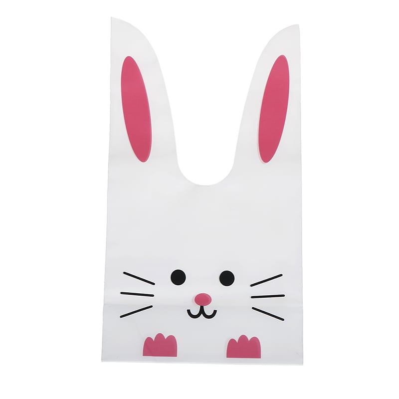 50pcs Cute Long Bunny Rabbit Ear Gift Bag Easter Candy Gift Plastic Party Favors 