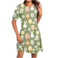 thumbnail image 2 of Women's Plus Size Easter Dresses Floral Print Short Sleeve Round Neck Loose Casual, 2 of 5