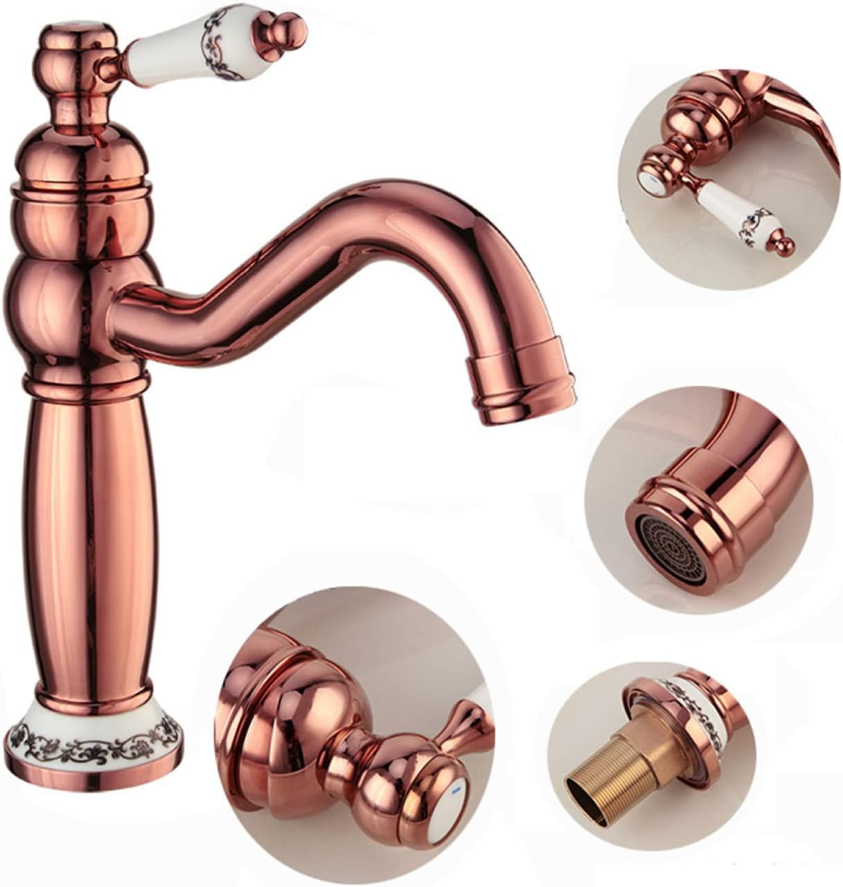 Vintage Bathroom Faucet, Brass Sink Faucet Bathroom, Hot and Cold Sink Mixer Tap Faucet, Single Hole Single Handle Bathroom Sink Faucet, Black