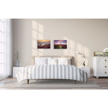 Gango Home Decor Contemporary Sunrise Layers & Treemendous; Two 18x12in Hand-Stretched Canvases