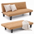 thumbnail image 5 of Lifarythm Futon Sofa Bed, Futon Couch with 3 Adjustable Backrest Convertible Twin Size Modern PU Leather Sleeper Sofa for Living Room 69", Brown, 5 of 9