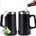 thumbnail image 1 of Tarro Cervecero de Acero Inoxidable con Mango (2 Pz de 700 ml c/u), Vasos de Acero Inoxidable con Doble Pared Térmica, Vasos Térmicos para Agua y Bebidas Hasta 4 Horas Frío y 2 Horas Caliente (Negro), 1 of 4