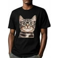 thumbnail image 6 of Cat in Glasses Men's T Shirts Cute Animal T-Shirt for Men Crew Neck Tees Cotton Tops, Black, S, 6 of 7