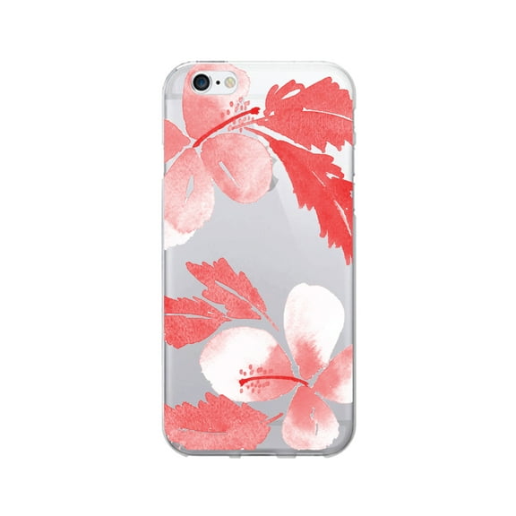 OTM Prints Clear Phone Case, Hibiscus Coral - iPhone 6/6s/7/7s