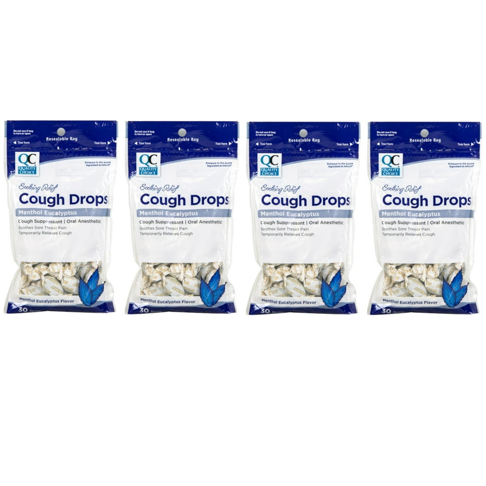 4 Pack Quality Choice Cough Drops Menthol Eucalyptus 30 Count Each