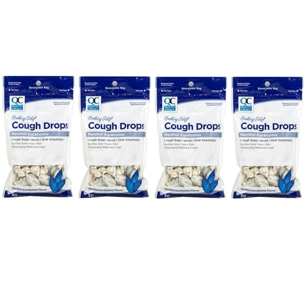 4 Pack Quality Choice Cough Drops Menthol Eucalyptus 30 Count Each