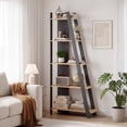 thumbnail image 2 of Gymax 5-Tier Modern Bookshelf Wooden Vertical Display Book Shelf for Small Space Gray & Natural, 2 of 10
