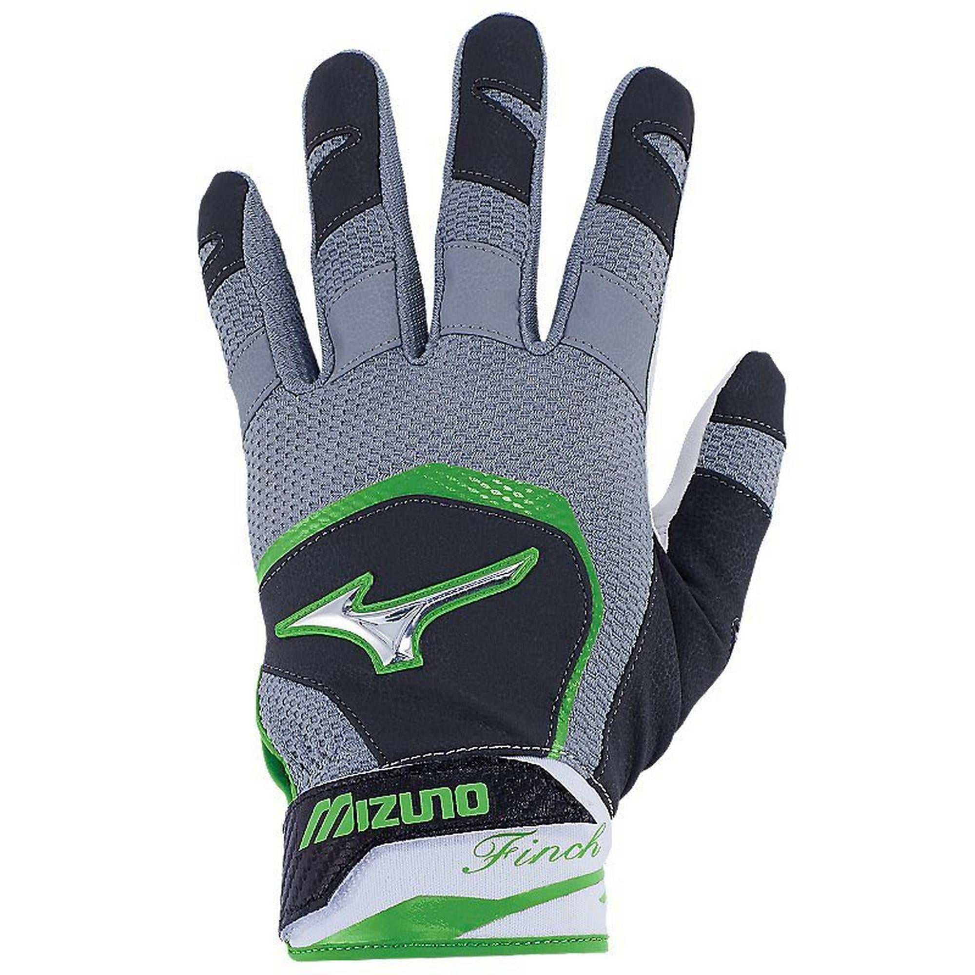 Mizuno Finch Women's Softball Padded Batting Glove, XL, Black Optic