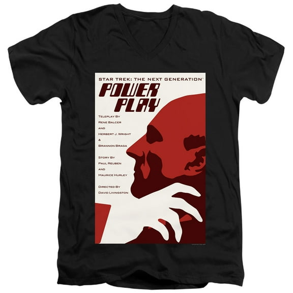 Star Trek Tng Season 5 Episode 15 Adult V-Neck 30/1 T-Shirt Black