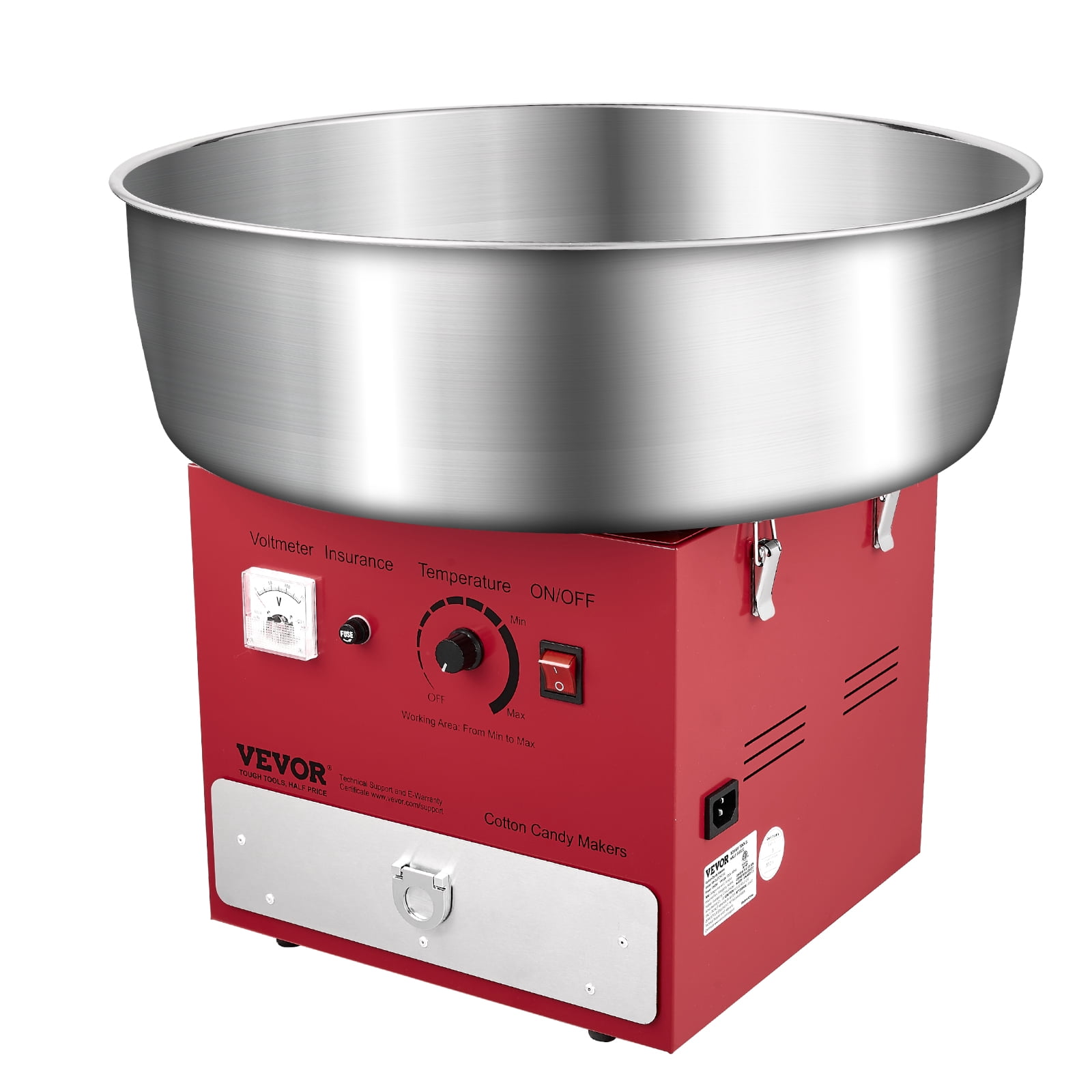 VEVOR Electric Cotton Candy Machine, 1000W Commercial Candy Floss Maker with 20.5 in Stainless Steel Bowl, Sugar Scoop, and Drawer, Easy Home Use, Perfect for Kids Birthday, Family Party, Red