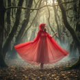 thumbnail image 5 of Hooded Sheer Cape, Red Full Length Mesh Wrap, 59.06inch, 5 of 7