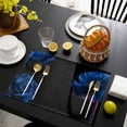 thumbnail image 3 of Blue Rose Placemats Set of 12, Vintage Abstract Garden Flower Floral Black Placemats for Dining Table, Place Mats for Kitchen Tabletop, Waterproof Wipeable Dining Table Mats Set, 3 of 9