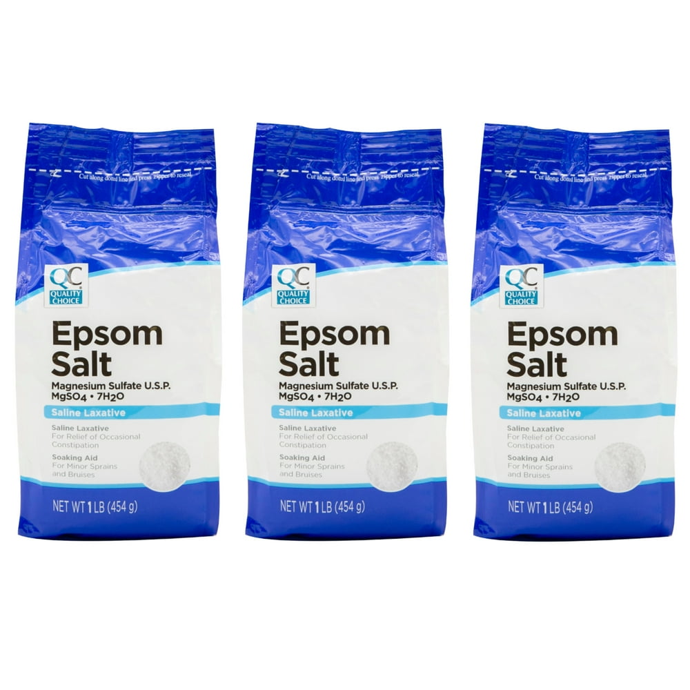 3 Pack Quality Choice Epsom Salt Soaking Solution/Saline Laxative 16 Oz