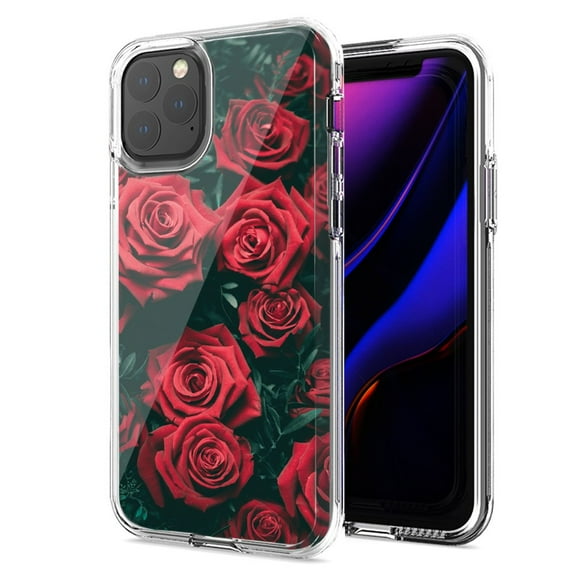 MUNDAZE For Apple iPhone 11 Pro Red Roses Design Double Layer Phone Case Cover