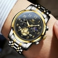 thumbnail image 3 of OLEVS Mens Watches Chronograph Business Dress Quartz Stainless Steel Waterproof Luminous Date Wrist Watch For Men Blue Dial, 3 of 11