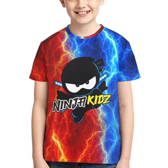 Ninja Kidz Boys Girls T Shirt Kids Short Sleeve Crewneck 3d Printed Graphic Shirts For Kids Youth X-Large