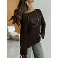 thumbnail image 4 of Womens Summer Scoop Neck Short Sleeve Sweater Casual Knit Tops Pullover Shirts Coffee Color L, 4 of 6