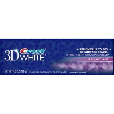 Crest 3D White Vivid Fluoride Anticavity Toothpaste, Radiant Mint 0.85 oz (Pack of 4)