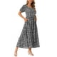 thumbnail image 4 of Vestido largo bohemio de verano con flores y mangas cortas, escote cuadrado, con bolsillos, color negro para mujer Inspire Chic, 4 of 6