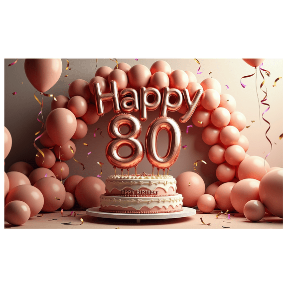 Golden Sparkling Happy 80th Birthday Banner Party Supplies Background Decorations Celebration Photography Props Backdrop Birthday Party