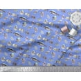 thumbnail image 2 of Soimoi Blue Cotton Voile Fabric Text & Sea Food Kitchen Fabric Prints By Yard 42 Inch Wide, 2 of 3