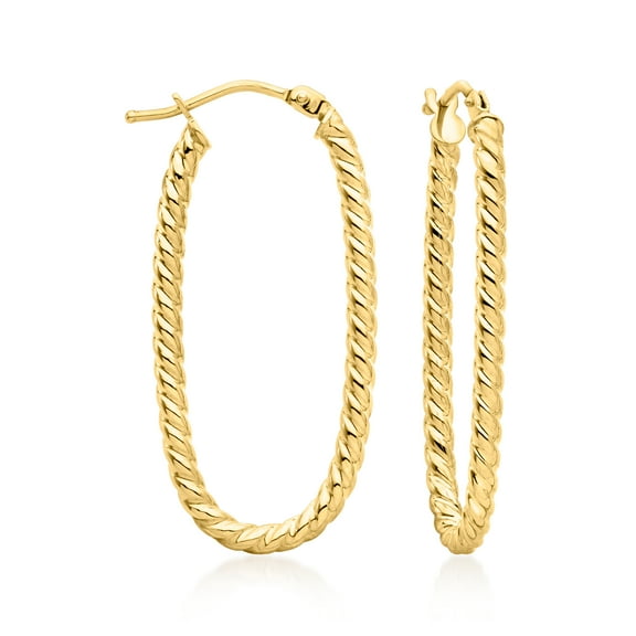 Ross-Simons Italian 14kt Yellow Gold Twisted Oval Hoop Earrings, Women's, Adult