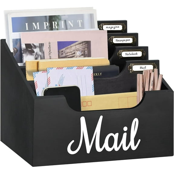 Rustic Mail Organizer Letter Sorter for Counter, Mail Holder Desktop File