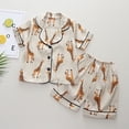 thumbnail image 2 of Fesfesfes Kids PJS Set Casual Toddler Loungwear Summer Home-wear Short Sleeve Sleepwear Set Rayon Satin Pajamas Sets, 2 of 9
