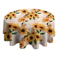 thumbnail image 4 of Beige Sunflower Letter Pattern Round Tablecloth 60"x60",Wrinkle Wipeable Table Cloth for Kitchen Dining Room Picnic Patio Party, 4 of 6