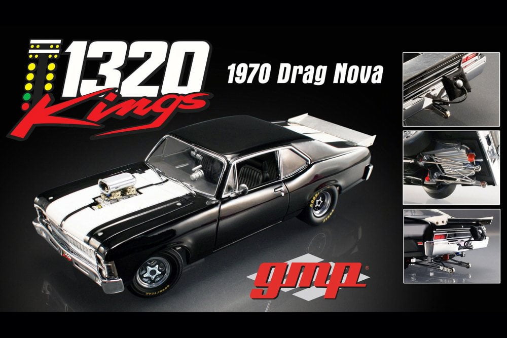 1970 Chevy Nova 1320 Kings Drag Car, Black with White Stripes