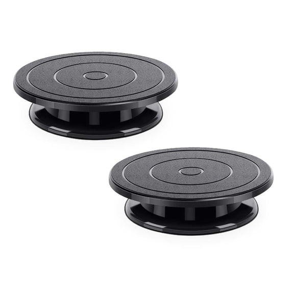 2Pack Black Decorating Turntable Versatile Rotating Disk For Ceramic Clay Spray Painting Art Projects & Cake Bakeware Home Decor