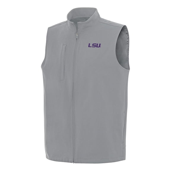 Men's Antigua Gray LSU Tigers Regard Full-Zip Vest