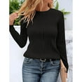 thumbnail image 5 of YNIQUE Womens Tops Trendy Slim Casual Long Sleeve Crewneck T Shirts Solid Loose Textured Blouses, 5 of 7