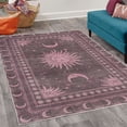 thumbnail image 2 of Sun and Moon Decorative Rug, Bohemian Occult Design of Crescent Solar Ornament Esoteric Stars, Quality Carpet for Bedroom Dorm and Living Room, 6 Sizes, Pale Rose, by Ambesonne, 2 of 4