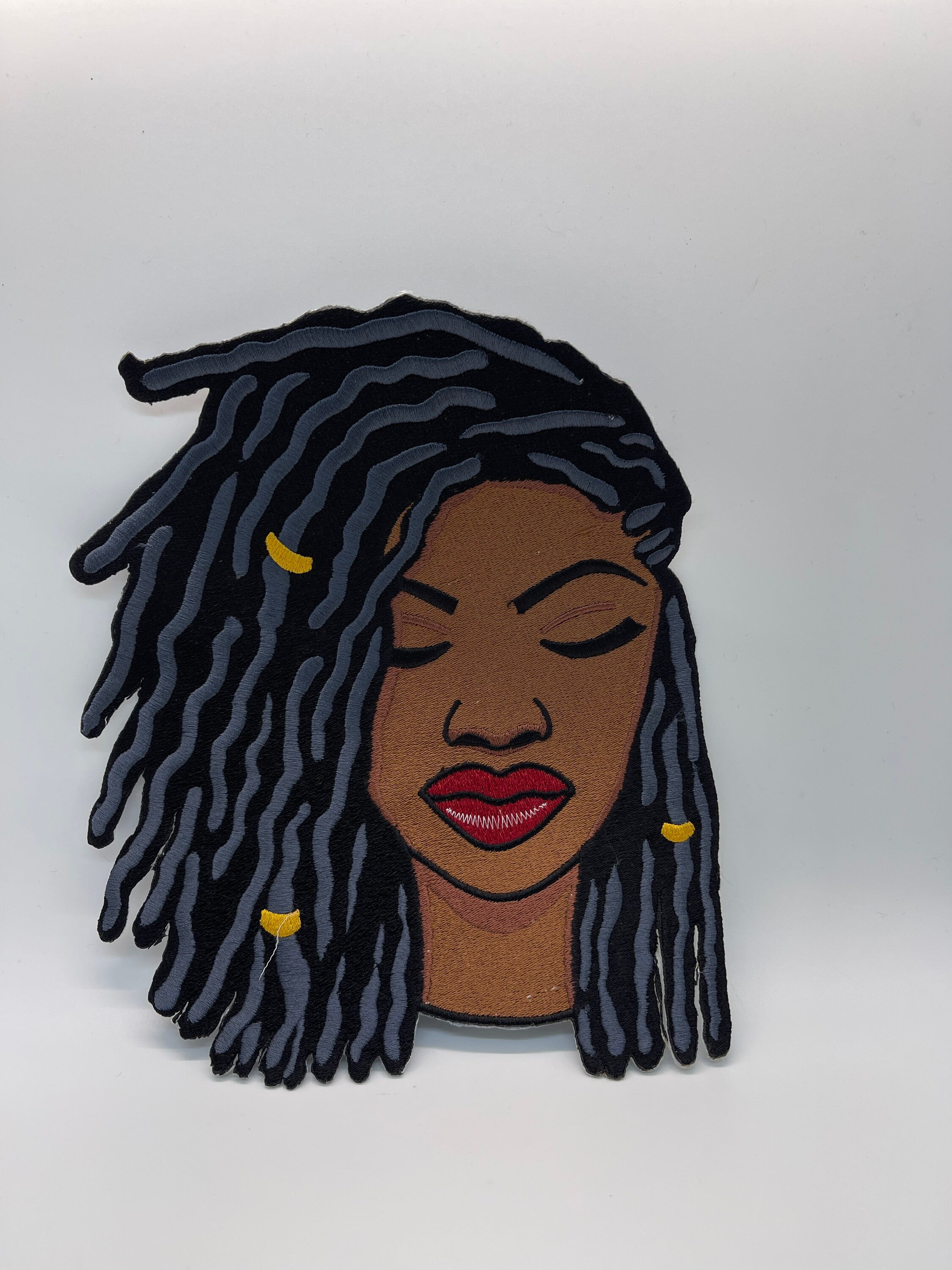 Loc Diva, 9", Iron on Patch, Queen, Embroidery Design, Loc Queen, Sew on Patch, AppliquÃ©, Cool Patch, Gift for her, Vintage, Jacket Patch