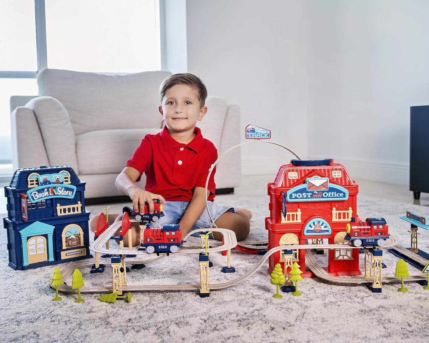 𝐏𝐑𝐄𝐌𝐈𝐔𝐌 Train Track Set for Toddlers & Kids – 142 PCS Train Tracks w/Reversible Curves, Bridges, Ramps – STEM Learning Toy for 3-7 Year Old Boys & Girls – Great Birthday Idea