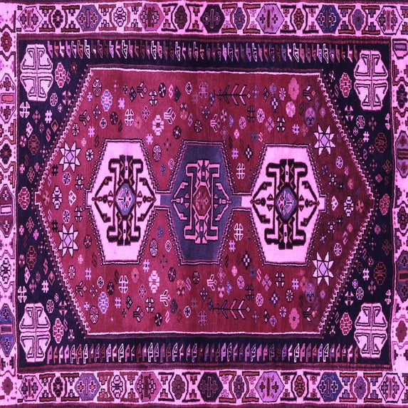Ahgly Company Indoor Square Persian Purple Traditional Area Rugs, 8' Square