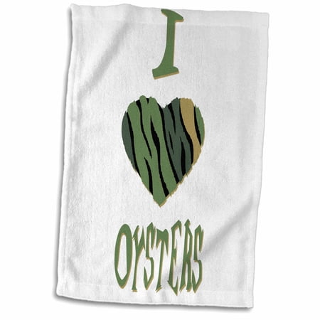 3dRose Camo Colored Striped I Love Oysters - Towel  15 by 22-inch