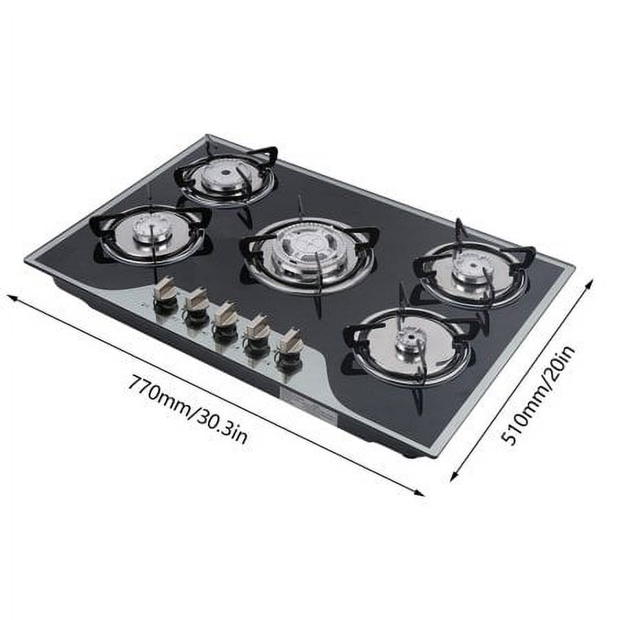 30.3" 5 Built-in Gas Cooktop Adjustable Hob Burners LPG/NG Gas Hob Cooktops Cook