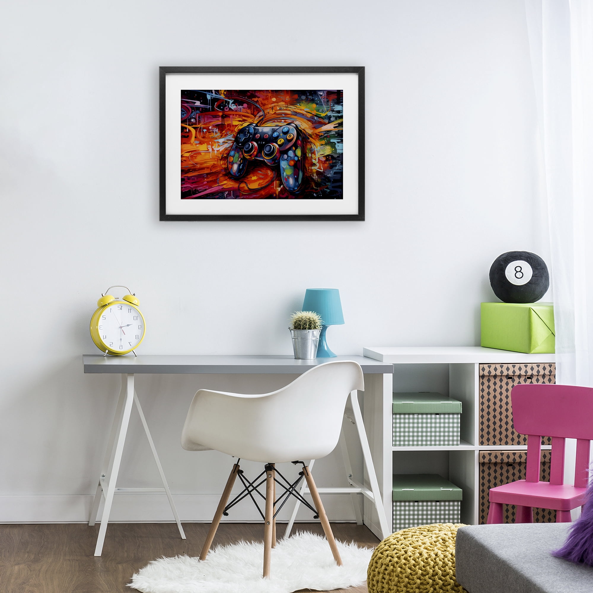 Stupell Industries Gaming Swirl Controller Energy Black Framed Print Under Glass, design by Creative Studio