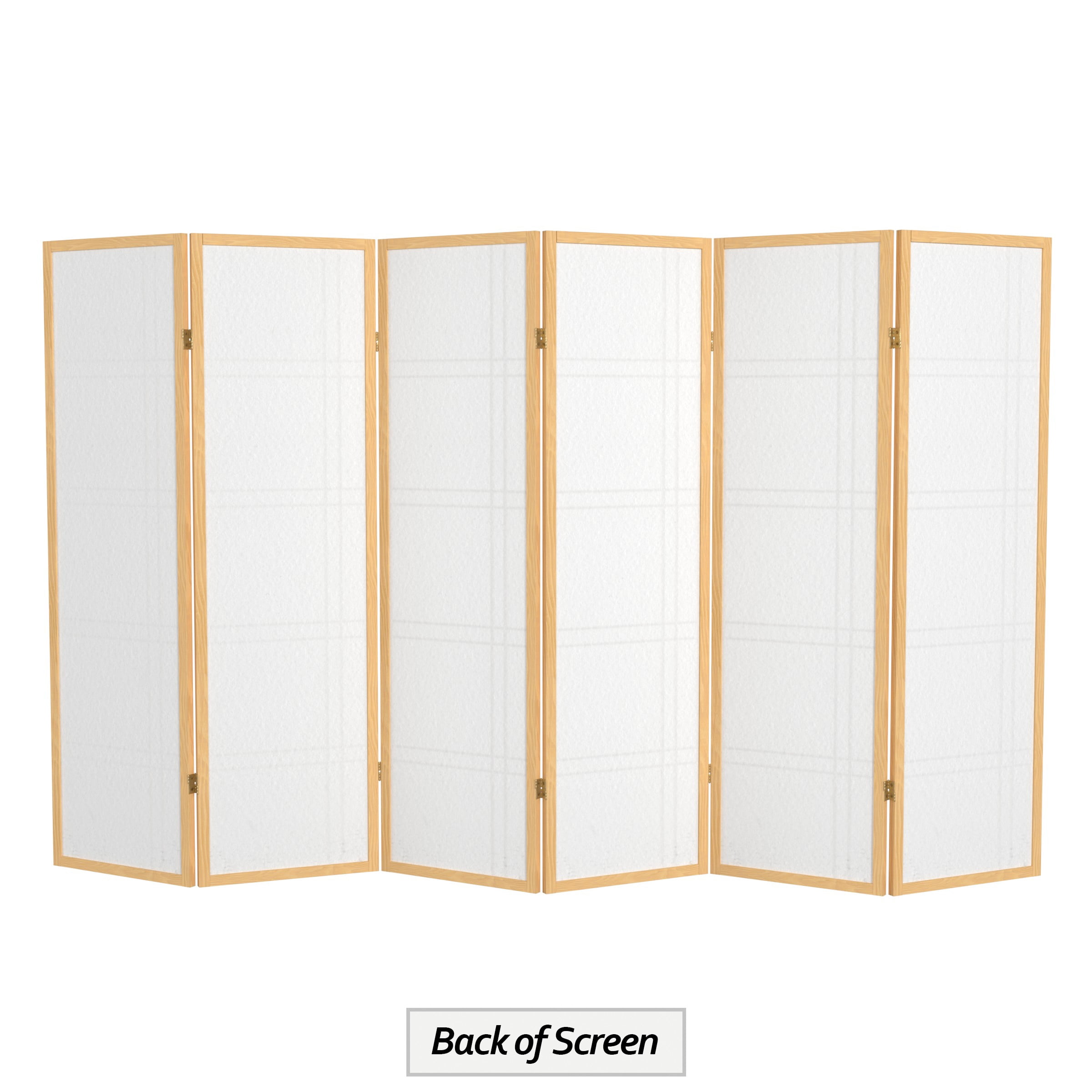 5 ft. Tall Natural Japanese Shoji Screen Divider with Double Cross Lattice, 6 Panels, Standing Mount