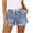 Blue, variant on Womens Elastic High Waist Denim Shorts Drawstring Rolled Cuff Casual Summer Jean Shorts with Pockets