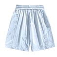 thumbnail image 6 of Womens Quick Dry Shorts High Waist Stretchy Straight Leg Bermuda Shorts with Pockets Casual Summer Athletic Lounge Pants Light Blue L, 6 of 6