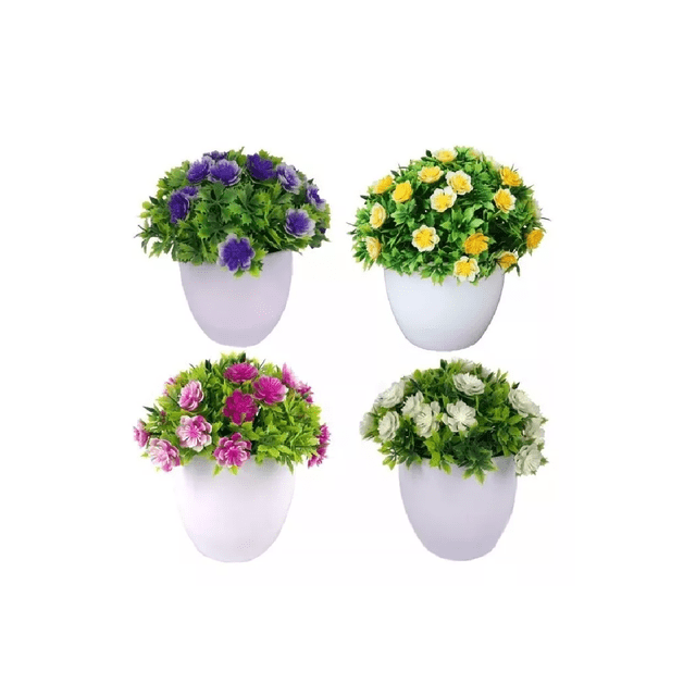 4 Macetas Planta Artificiales Plástica Color Mezclado Bonsái