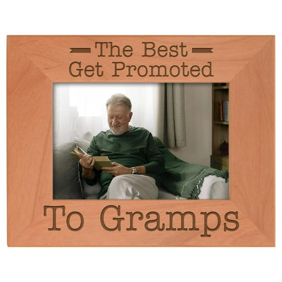 ThisWear Gift for Grandpa Best Get Promoted to Gramps Natural Wood Engraved 4x6 Landscape Picture Frame Wood