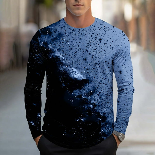 Blusas y camisas de manga larga con cuello redondo, moda casual para hombre, estampado deportivo, blusas de manga larga con cuello redondo, camisas para hombre, blusa de poliéster