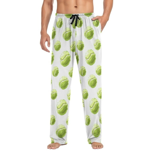 joogoo Men's Pajama Pants Watercolor Tennis Balls Soft Long Sleep Lounge Pjs Bottoms L